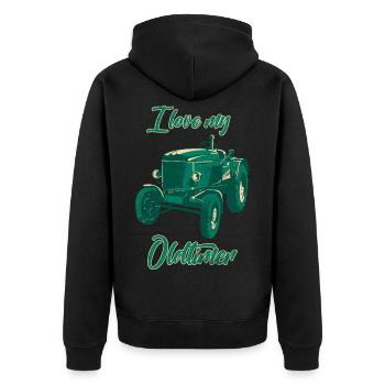 J'adore mon tracteur vintage - Veste à capuche bio Premium Unisexe - noir - Dos - Nico (187cm)
