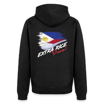 Extra Reis bitte philippinische Flagge Filipino Pinoy - Unisex Premium Bio Zip Hoodie - Schwarz - Hinten - Nico (187cm)