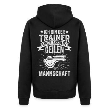 Trainer Lehrmeister Coach Mentor Teamleitung Gesch - Unisex Premium Bio Zip Hoodie - Schwarz - Hinten - Nico (187cm)