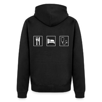 Doktor Doktortitel Arzt Wissenschaftler Doktoren - Unisex Premium Bio Zip Hoodie - Schwarz - Hinten - Nico (187cm)