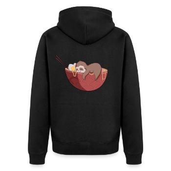 Süßes Faultier in Ramen - Unisex Premium Bio Zip Hoodie - Schwarz - Hinten - Nico (187cm)