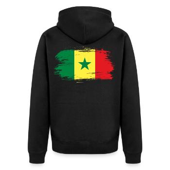 Senegal flag flag - Unisex Premium Organic Zip Hoodie - black - Back - Nico (187cm)