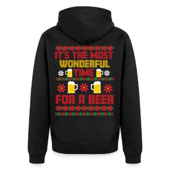 Christmas Beer Ugly Christmas Sweater - Unisex Premium Organic Zip Hoodie - black - Back - Nico (187cm)
