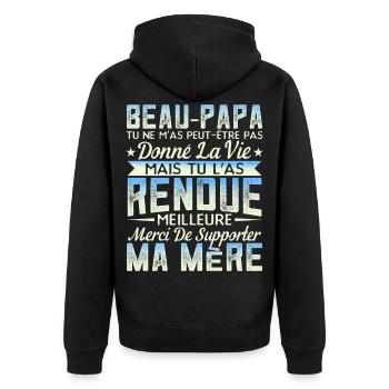 Beau-Pére Cadeau Beau-Papa Cadeaux - Veste à capuche bio Premium Unisexe - noir - Dos - Nico (187cm)