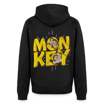 monkey - Unisex Premium Organic Zip Hoodie - black - Back - Nico (187cm)
