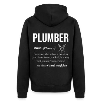 Klempner Sanitär Arbeit Rohr Geschenk - Unisex Premium Bio Zip Hoodie - Schwarz - Hinten - Nico (187cm)