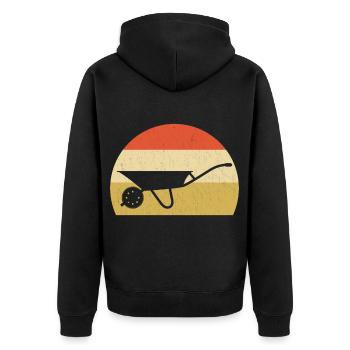Wheelbarrow retro garden gift - Unisex Premium Organic Zip Hoodie - black - Back - Nico (187cm)