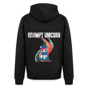 Best-seller de la licorne maléfique | Licorne grincheuse - Veste à capuche bio Premium Unisexe - noir - Dos - Nico (187cm)