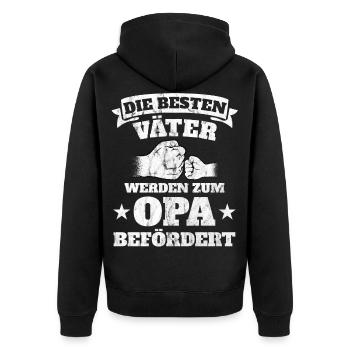 Die besten Väter werden zum Opa befördert - Unisex Premium Bio Zip Hoodie - Schwarz - Hinten - Nico (187cm)