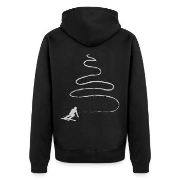 Ski resort mit Skilehrer in Skischule in Alpen - Unisex Premium Bio Zip Hoodie - Schwarz - Hinten - Nico (187cm)