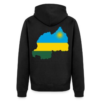 Ruanda Landkarte Fahne Flagge Wappen - Unisex Premium Bio Zip Hoodie - Schwarz - Hinten - Nico (187cm)