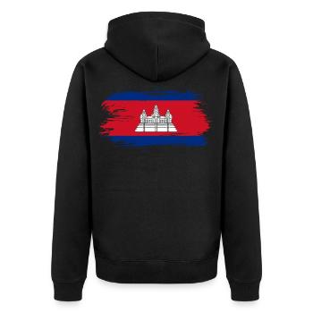 Drapeau du Cambodge drapeau - Veste à capuche bio Premium Unisexe - noir - Dos - Nico (187cm)