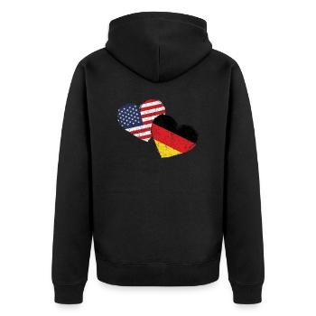 USA Germany Heart Flag German American - Unisex Premium Organic Zip Hoodie - black - Back - Nico (187cm)