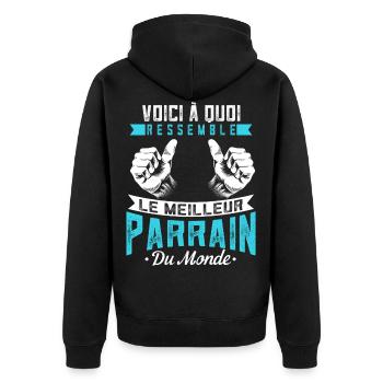 Meilleur Parrain Du Monde Oncle Parrain Cadeau - Veste à capuche bio Premium Unisexe - noir - Dos - Nico (187cm)