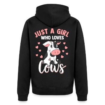 Vaches fille vache boeuf vache laitière fermier vache veaux - Veste à capuche bio Premium Unisexe - noir - Dos - Nico (187cm)