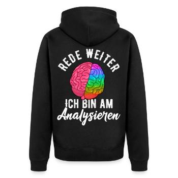 Psychologe Therapeut gehirn Psyche Freud - Unisex Premium Bio Zip Hoodie - Schwarz - Hinten - Nico (187cm)