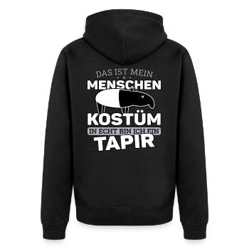 Tapir im Mensch Kostüm für Tapirfreunde - Unisex Premium Bio Zip Hoodie - Schwarz - Hinten - Nico (187cm)