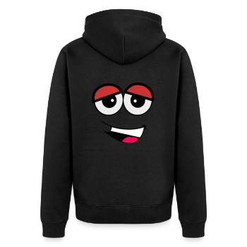 Verpeiltes Lächeln Lachendes Gesicht Große Freude - Unisex Premium Bio Zip Hoodie - Schwarz - Hinten - Nico (187cm)