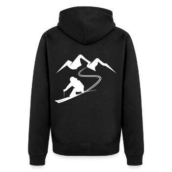 Ski Fahren Winter Wintersport Geschenk - Unisex Premium Bio Zip Hoodie - Schwarz - Hinten - Nico (187cm)