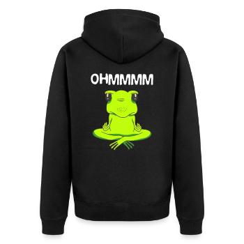 Yoga Relax Frosch Design für Sport, Meditation, - Unisex Premium Bio Zip Hoodie - Schwarz - Hinten - Nico (187cm)