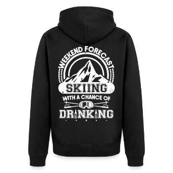 Ski Fahren Winter Wintersport Geschenk - Unisex Premium Bio Zip Hoodie - Schwarz - Hinten - Nico (187cm)