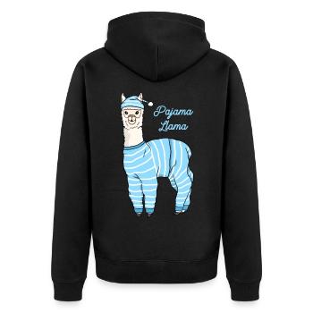 Pajama Lama Design Official sleep shirt for - Unisex Premium Organic Zip Hoodie - black - Back - Nico (187cm)