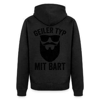 Bartträger Geiler Typ Mit Bart Barbier Hipster Ges - Unisex Premium Bio Zip Hoodie - Schwarz - Hinten - Nico (187cm)