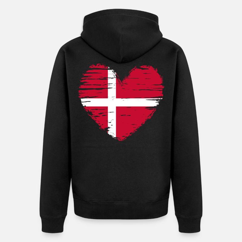 Danemark coeur drapeau blason - Veste à capuche bio Premium Unisexe - noir
