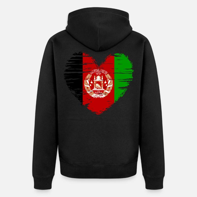Afghanistan Coeur drapeau drapeau drapeau - Veste à capuche bio Premium Unisexe - noir