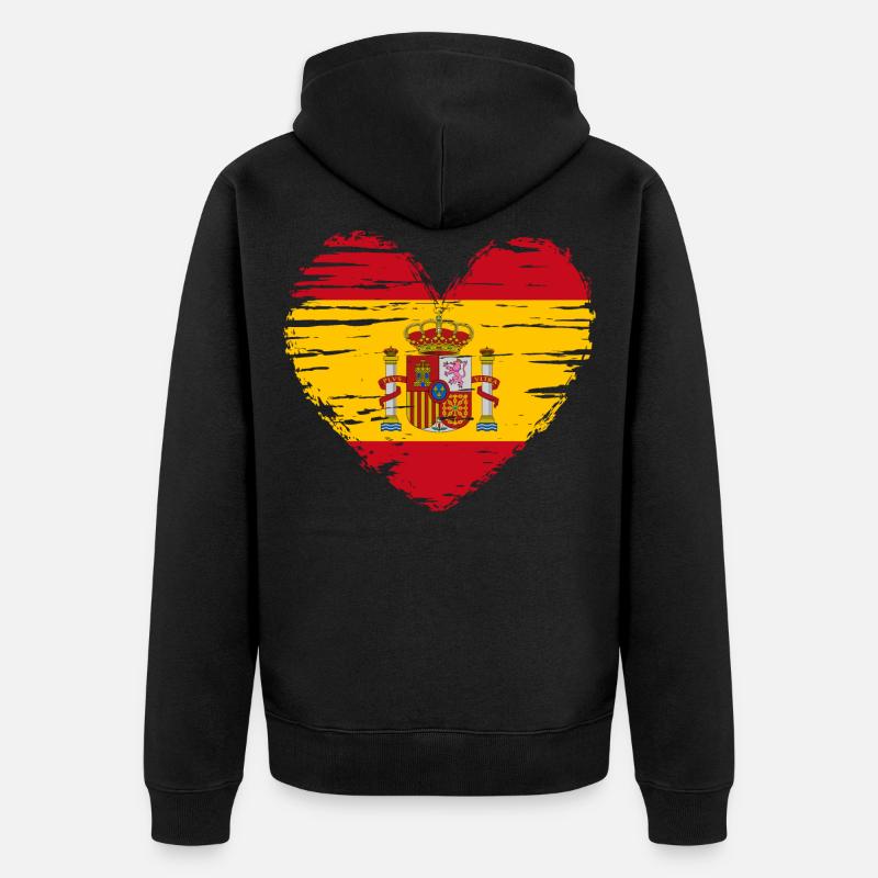 Espagne coeur drapeau drapeau blason - Veste à capuche bio Premium Unisexe - noir