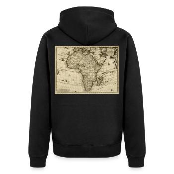 Carte vintage de l'Afrique, ancienne géographie - Veste à capuche bio Premium Unisexe - noir - Dos - Nico (187cm)