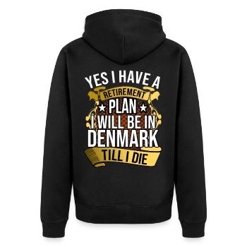 Denmark - Unisex Premium Organic Zip Hoodie - black - Back - Nico (187cm)