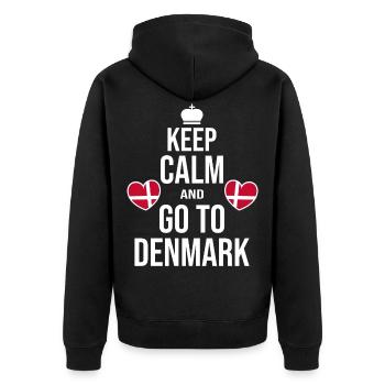 Dänemark Skandinavien Wikinger Nordish Copenhagen - Unisex Premium Bio Zip Hoodie - Schwarz - Hinten - Nico (187cm)