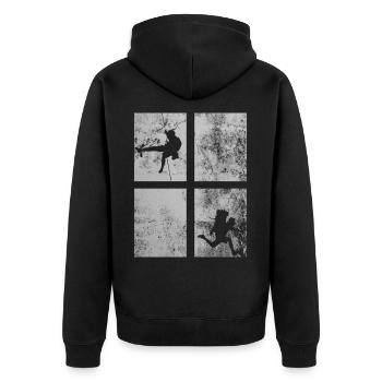 Birthday present for mountains and hikers - Unisex Premium Organic Zip Hoodie - black - Back - Nico (187cm)