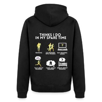 Running Runner Running Marathon Fun Gift - Unisex Premium Organic Zip Hoodie - black - Back - Nico (187cm)