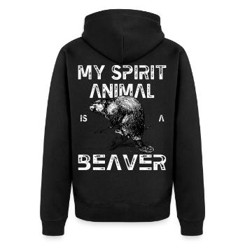 Spirit Animal Beaver - Unisex Premium Bio Zip Hoodie - Schwarz - Hinten - Nico (187cm)