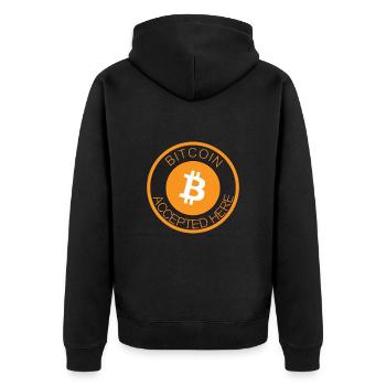 Bitcoin - Unisex Premium Bio Zip Hoodie - Schwarz - Hinten - Nico (187cm)