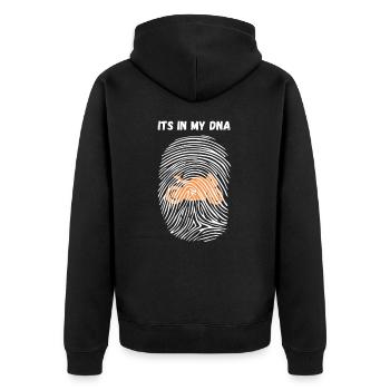 It's in my DNA, motorcycle, racer, fingerprint, - Unisex Premium Organic Zip Hoodie - black - Back - Nico (187cm)