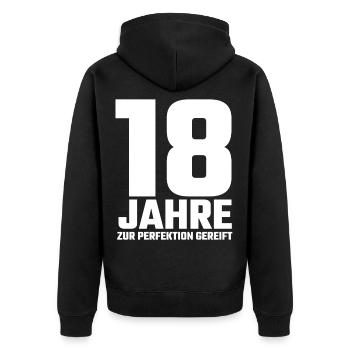18 Jahre 18. Geburtstag Geschenk - Unisex Premium Bio Zip Hoodie - Schwarz - Hinten - Nico (187cm)