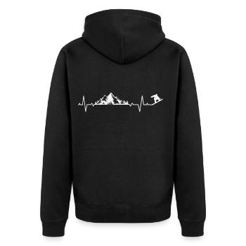 Snowboard Snowboarden Skiurlaub Herzschlag Berge - Unisex Premium Bio Zip Hoodie - Schwarz - Hinten - Nico (187cm)