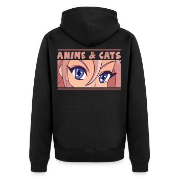 Anime et chats - Veste à capuche bio Premium Unisexe - noir - Dos - Nico (187cm)