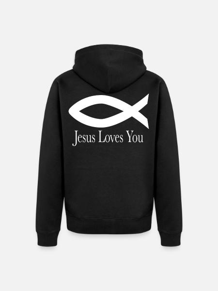 Jesus Loves You - Unisex Premium Organic Zip Hoodie - black