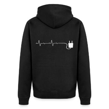 Elektriker Elektroinstallateur Elektrotechniker - Unisex Premium Bio Zip Hoodie - Schwarz - Hinten - Nico (187cm)