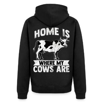 Vache moo boeuf lait fermier ferme des animaux - Veste à capuche bio Premium Unisexe - noir - Dos - Nico (187cm)