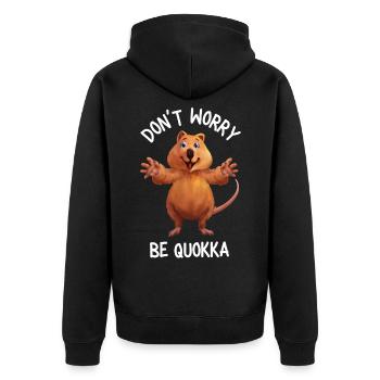 Ne vous inquiétez pas, soyez un cadeau Quokka - Veste à capuche bio Premium Unisexe - noir - Dos - Nico (187cm)