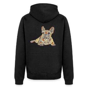 French Bulldog Vintage - Unisex Premium Organic Zip Hoodie - black - Back - Nico (187cm)