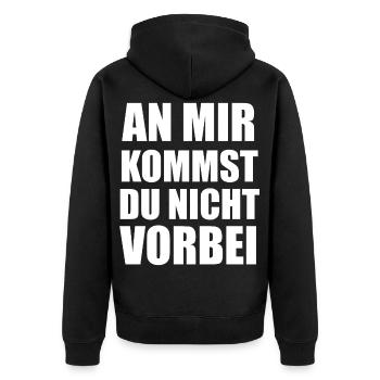 Abwehrspieler Fußballspieler Fußball Handball - Unisex Premium Bio Zip Hoodie - Schwarz - Hinten - Nico (187cm)