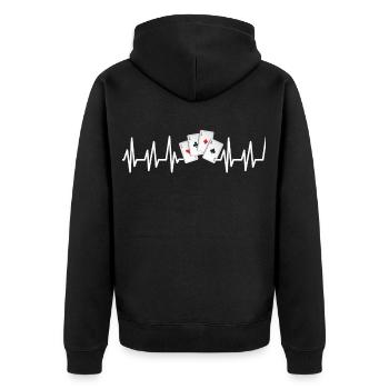 Poker Casino Hold'em Spades Poker Face Bluff - Unisex Premium Organic Zip Hoodie - black - Back - Nico (187cm)