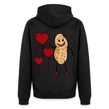 Glückwunsch Geburtstag Erdnuss Herz Nuss Gruß - Unisex Premium Bio Zip Hoodie - Schwarz - Hinten - Nico (187cm)