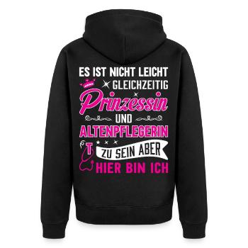 Altenpflegerin Altenpfleger Pfleger Pflegehelfer - Unisex Premium Bio Zip Hoodie - Schwarz - Hinten - Nico (187cm)